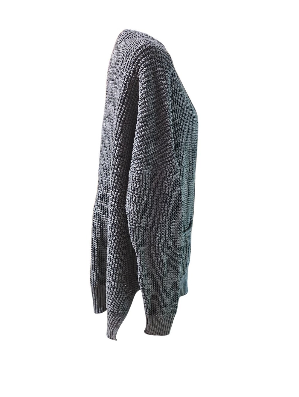 Universal Thread Green Grandmacore Waffle Knit Open Cardigan L 100% Cotton - Picture 3 of 4